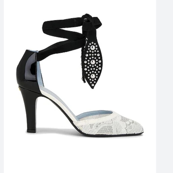 Valentino Garavani Shoes - Valentino Garavani Black and White Lace Heels